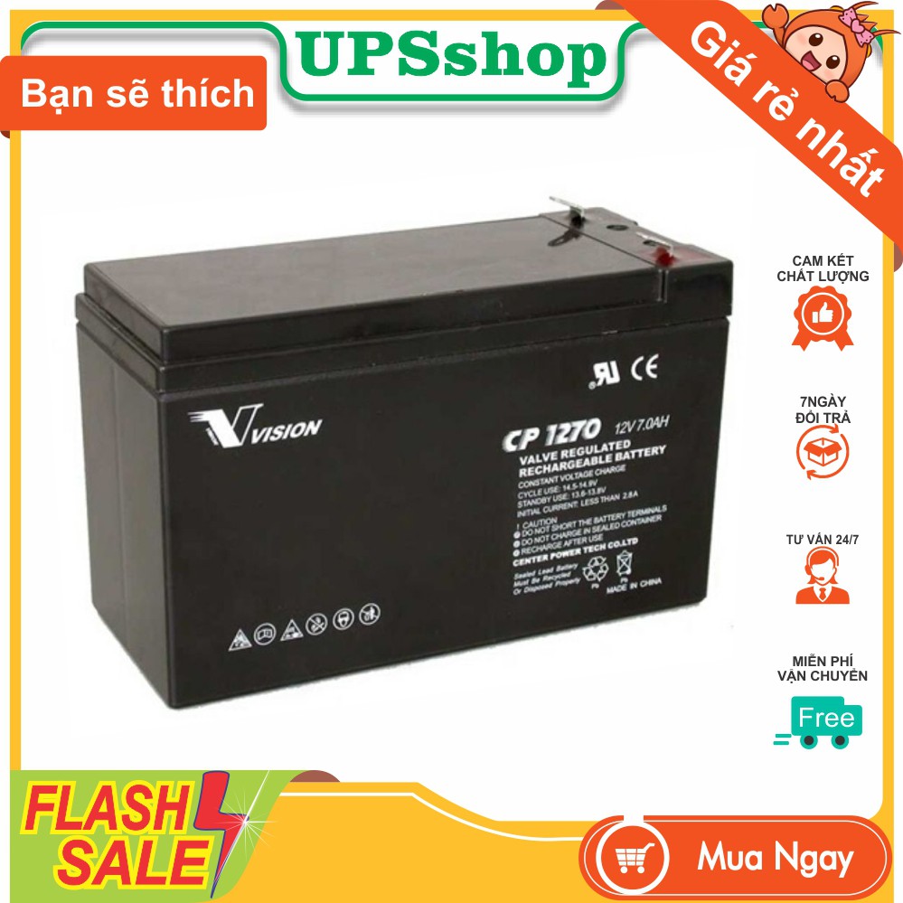 Ắc quy điện 12V 7ah hiệu Vision dùng cho các thiết bị viễn thông