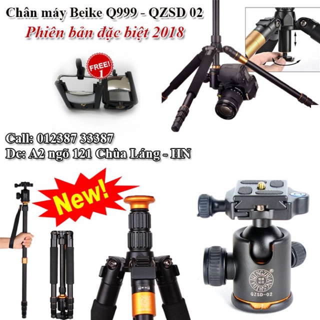 Chân máy ảnh Tripod Beike Q999 new 2018