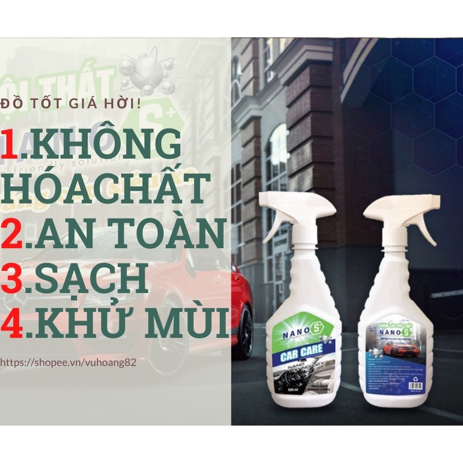 Chai xịt dung dịch vệ sinh nội thất ô tô NANO BẠC S* sạch sâu, diệt khuẩn, khử mùi đa năng Sơn An