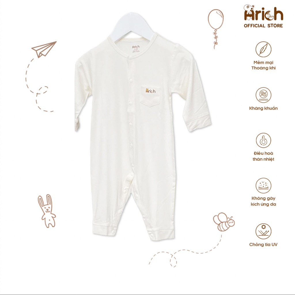 Bộ body dài Arich vải sợi tre size cho bé từ 12-18m