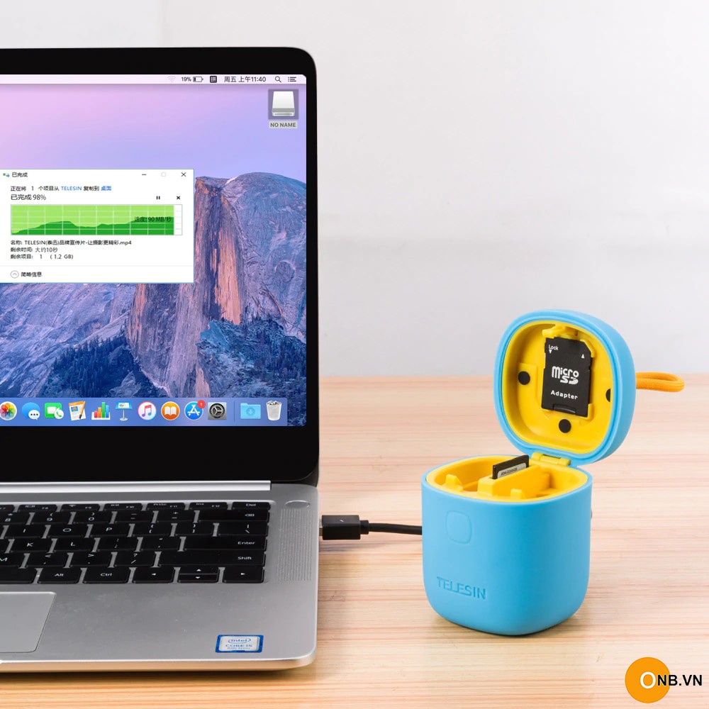 Hộp sạc đôi Telesin cho pin Sony FW50 kèm đầu đọc thẻ SD USB 3.0