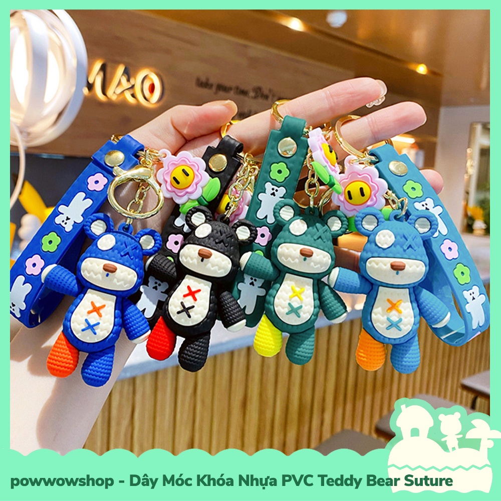 [Sẵn VN - Hỏa Tốc] Dây Móc Khóa Nhựa PVC Mẫu Teddy Bear Suture