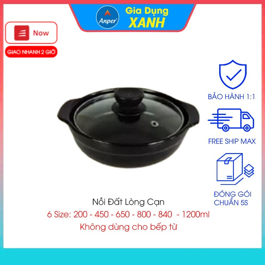 Nồi đất loại 1 ANPER 200ml 650ml 800ml 1200ml (ko bếp từ ) kho thịt  cá  nấu mì cay kho quẹt kiểu  hàn quốc