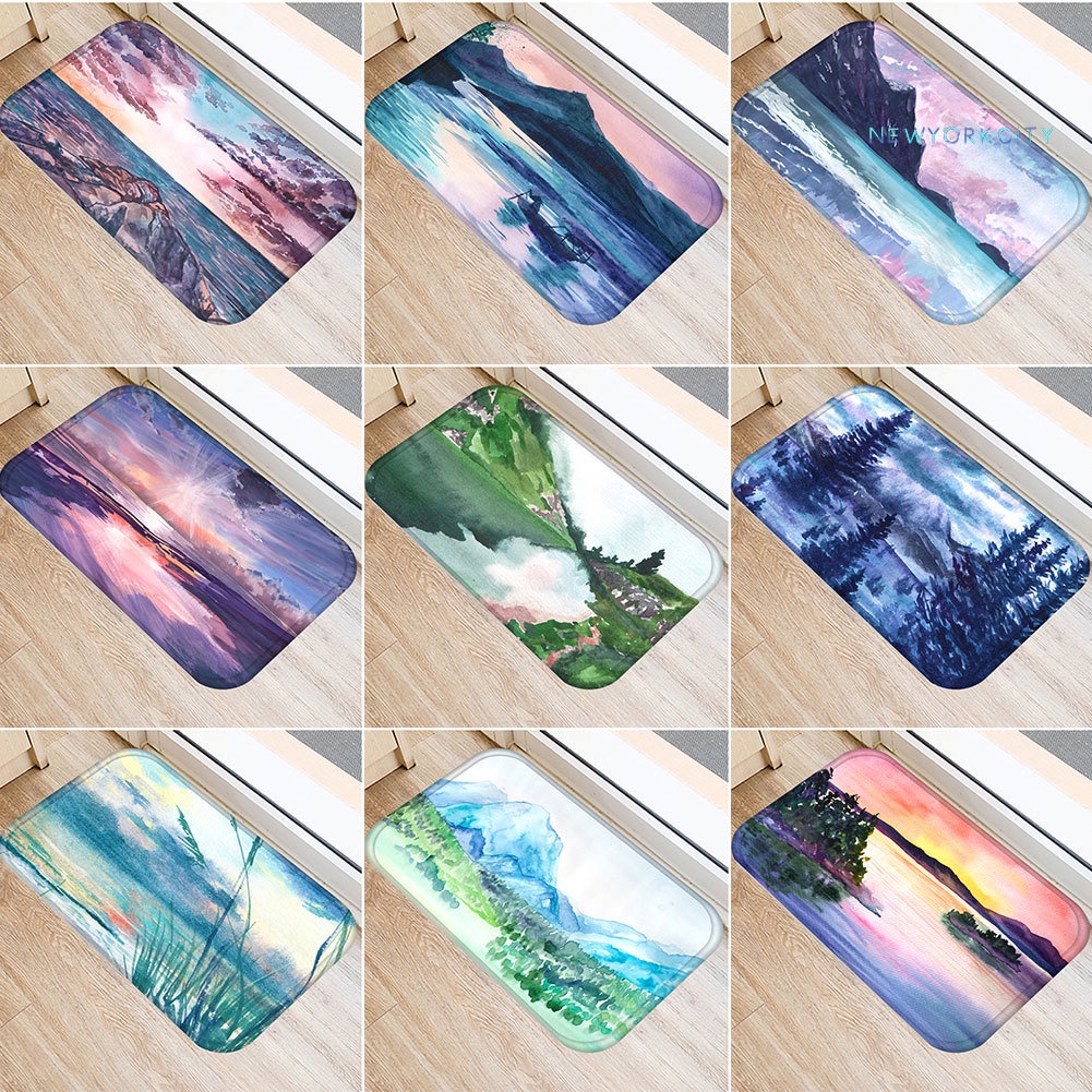 Thảm Lót Sàn Chống Trượt In Hình Phong Cảnh Trang Trí Nhà Cửa