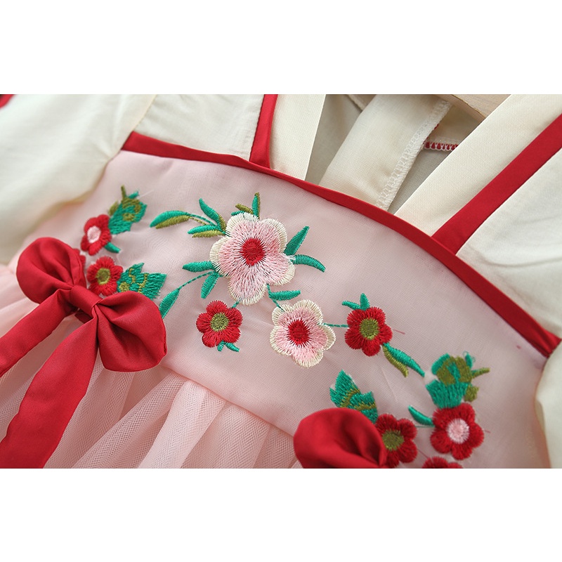 Đầm Hán Phục Thêu Hoa Chất Liệu Chiffon Thời Trang Mùa Hè Cho Bé Gái 2023