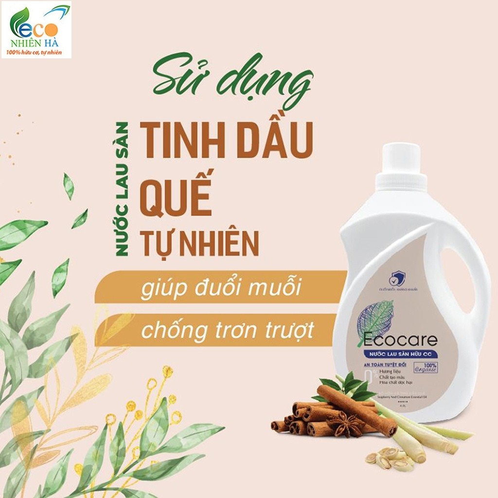 Nước lau sàn ECOCARE 2L tinh dầu quế hữu cơ, nước lau nhà đuổi muỗi, chống trượt cho bé