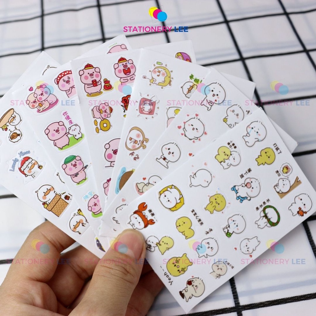 Sticker cute hộp 12 tờ dán laptop, hình dán mũ bảo hiểm chống nước, điện thoại, vali