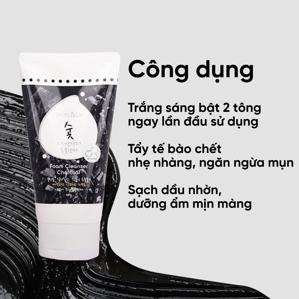 Sữa rửa mặt nam than hoạt tính 30Shine Skin&amp;Dr dưỡng ẩm trắng da sạch sâu cho da mụn - 30Shine phân phối chính hãng