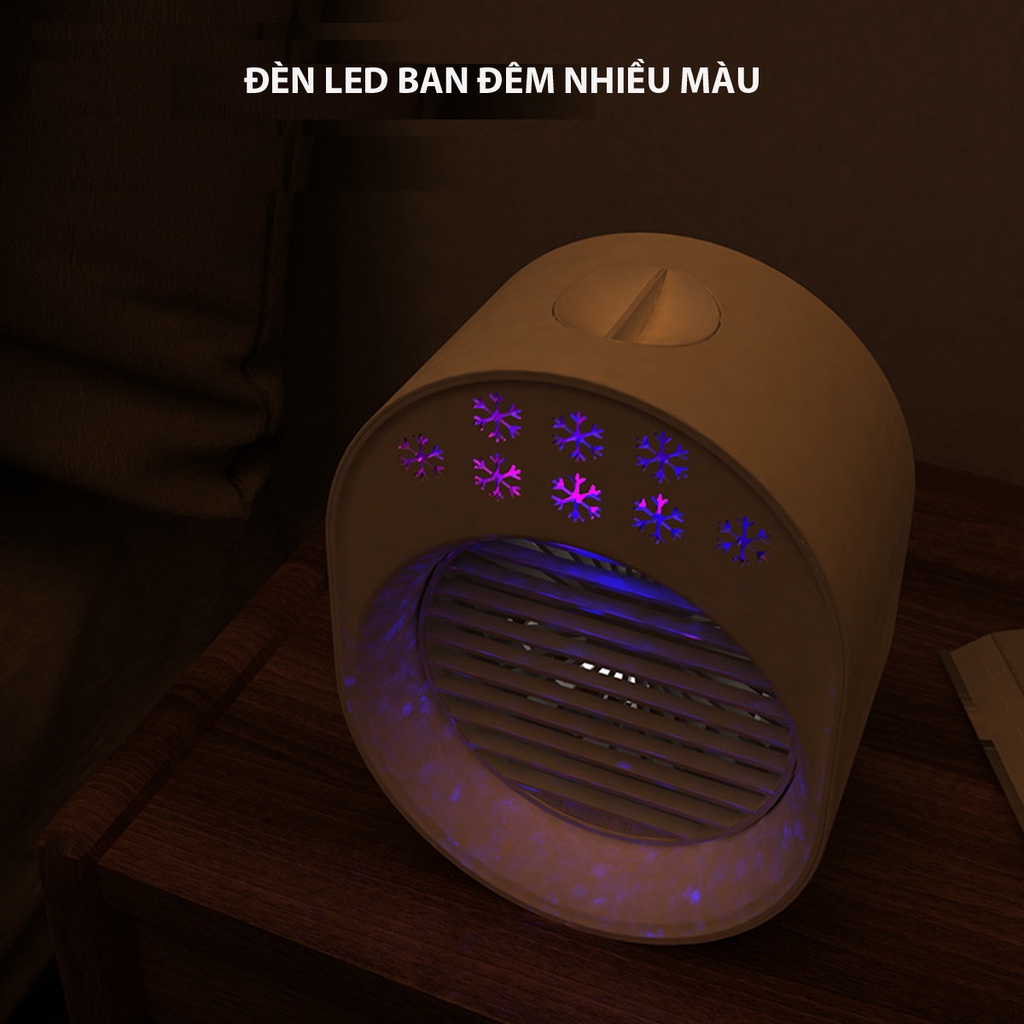Quạt điều hòa mini AirCooler , Quạt hơi nước để bàn, 3 cấp độ gió, phun sương , đèn led buổi tối