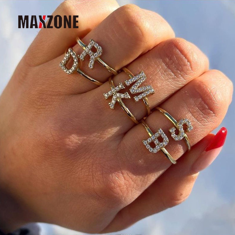 Nhẫn Thép Không Gỉ Khắc Chữ Cái Từ A-Z Thời Trang