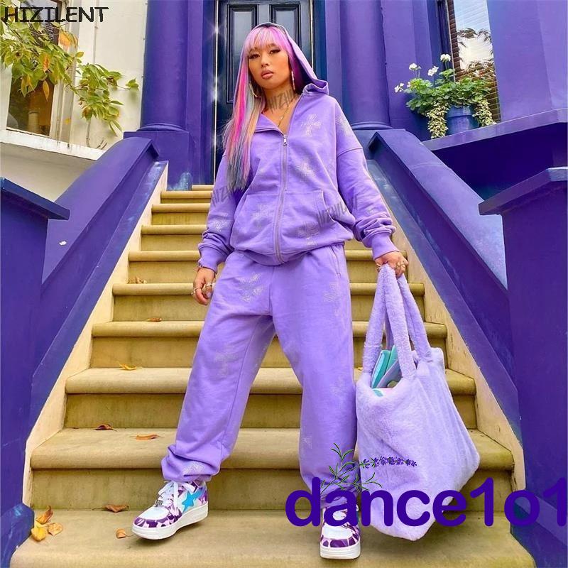 Áo hoodie tay dài in họa tiết đan chéo đính đá thời trang cho nữ