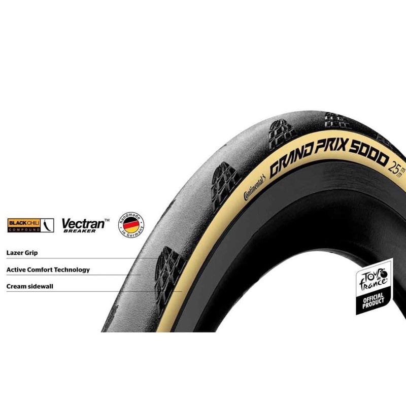 Vỏ Gấp Hông Màu Kem 700x25c Continental GrandPrix 5000 - Continental GrandPrix 5000 Folding Tire
