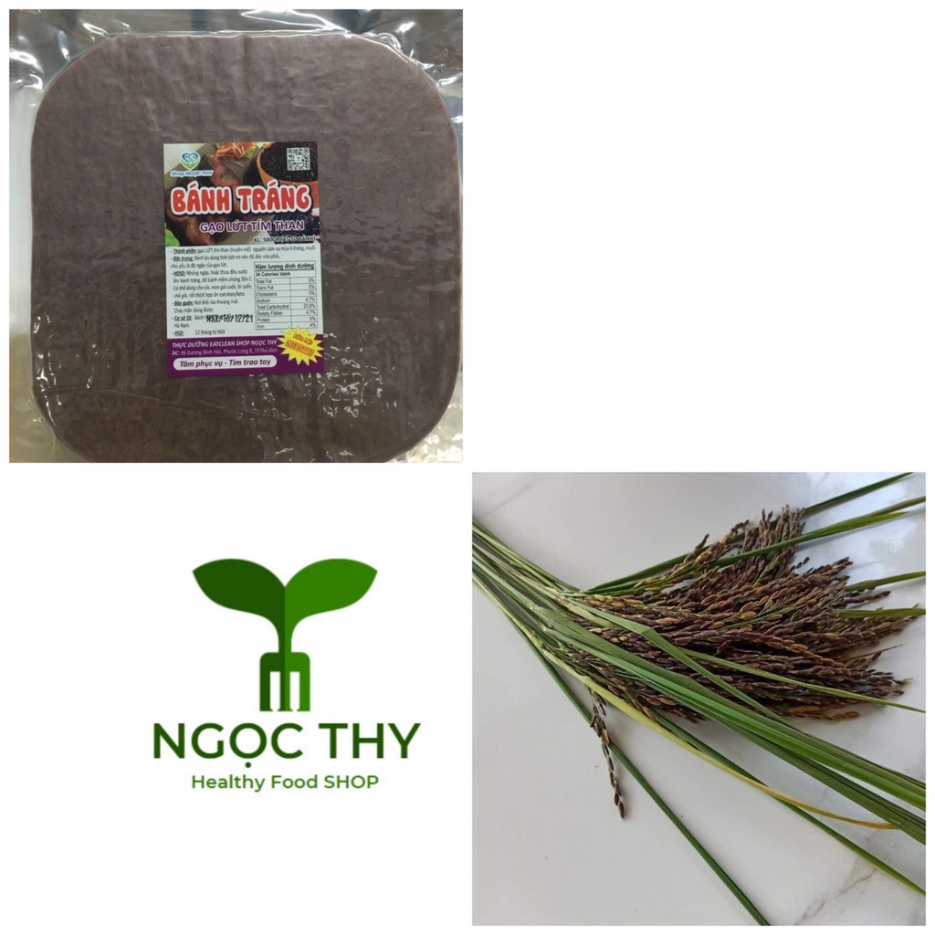 [NT Food] Bánh tráng vuông gạo lứt đen (bánh tráng huyền mễ) ăn eatclean giảm cân