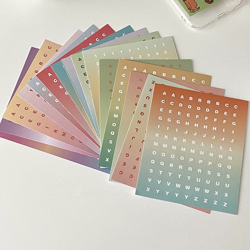 Set 3 Tấm Sticker Dán Trang Trí Sổ Tay Màu Sắc Gradient Độc Đáo
