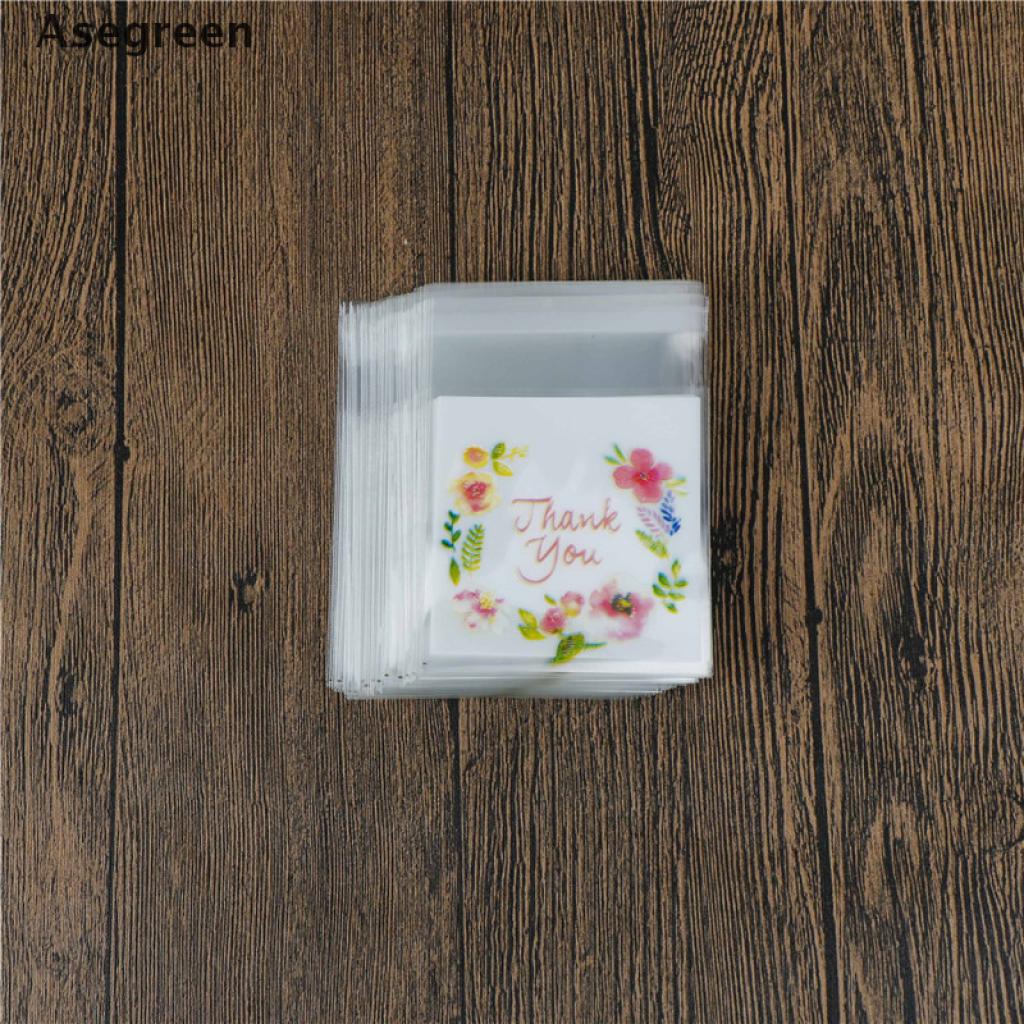 Set 100 Túi Nhựa Đựng Bánh Kẹo In Chữ Thank You 3 Kích Thước