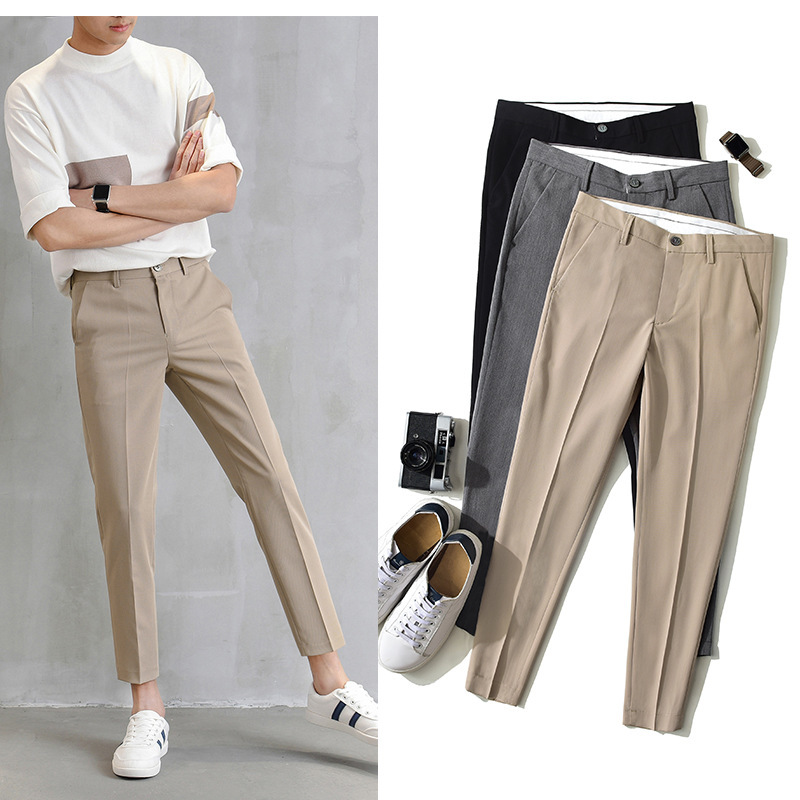 Quần Suit Hàn Quốc Quần Slack Căng Thường Seluar Quần Capri Thẳng Chinos Co giãn cho nam giới 28-34 | BigBuy360 - bigbuy360.vn