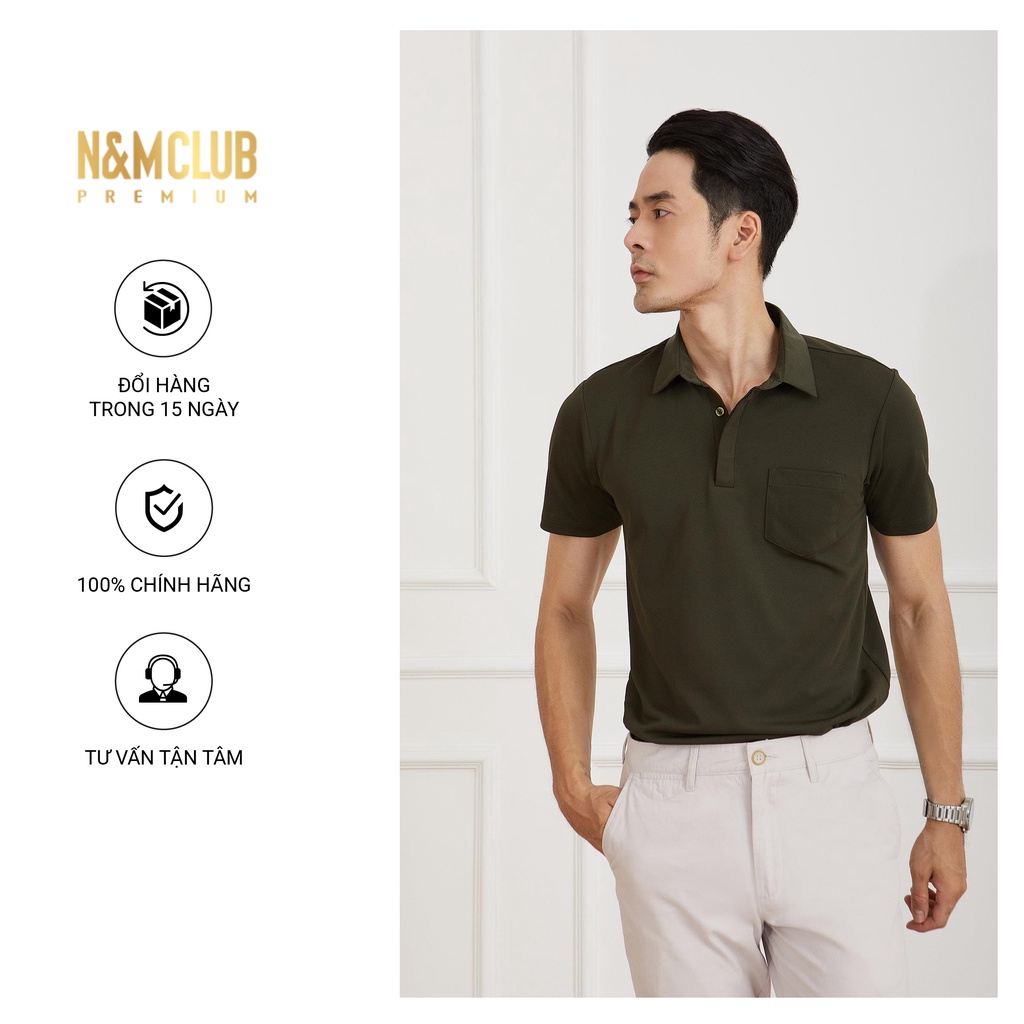 Áo Thun Polo N&amp;M CLUB nam màu xanh olive mã 2103054