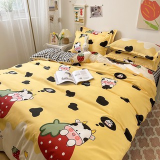 Bộ Chăn Ga Gối Cotton Poly Bò Vàng
