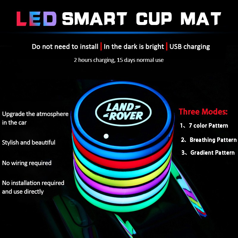 LAND ROVER Bộ 2 Đèn Led 68mm 7 Màu Gắn Cổng Sạc Usb