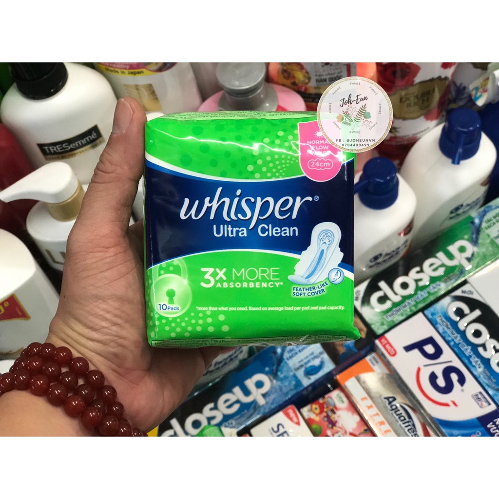 BĂNG VỆ SINH WHISPER SIÊU MỎNG CÁNH ULTRA CLEAN (10 MIẾNG/GÓI)