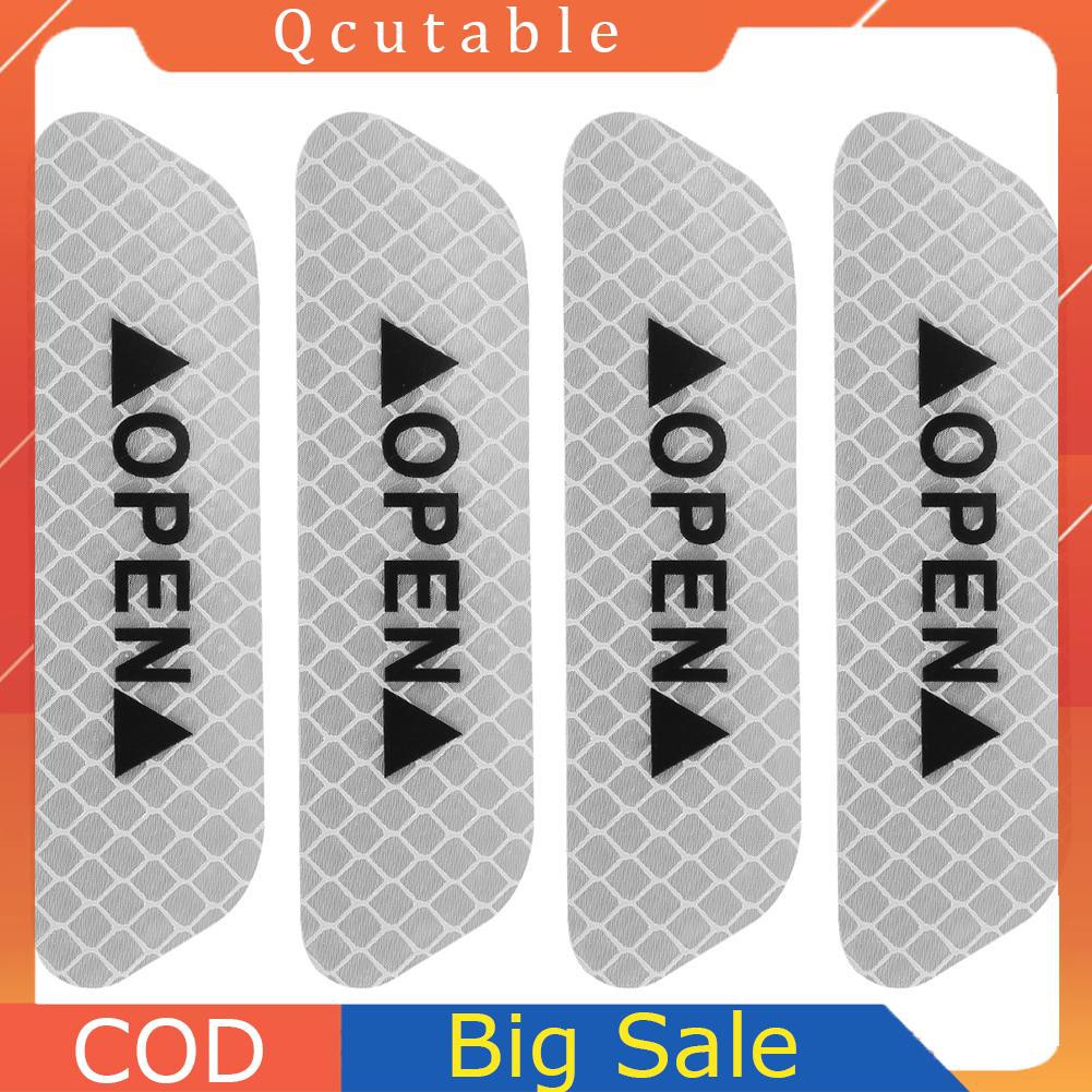Bộ 4 miếng dán tay cầm xe hơi phản quang chữ OPEN