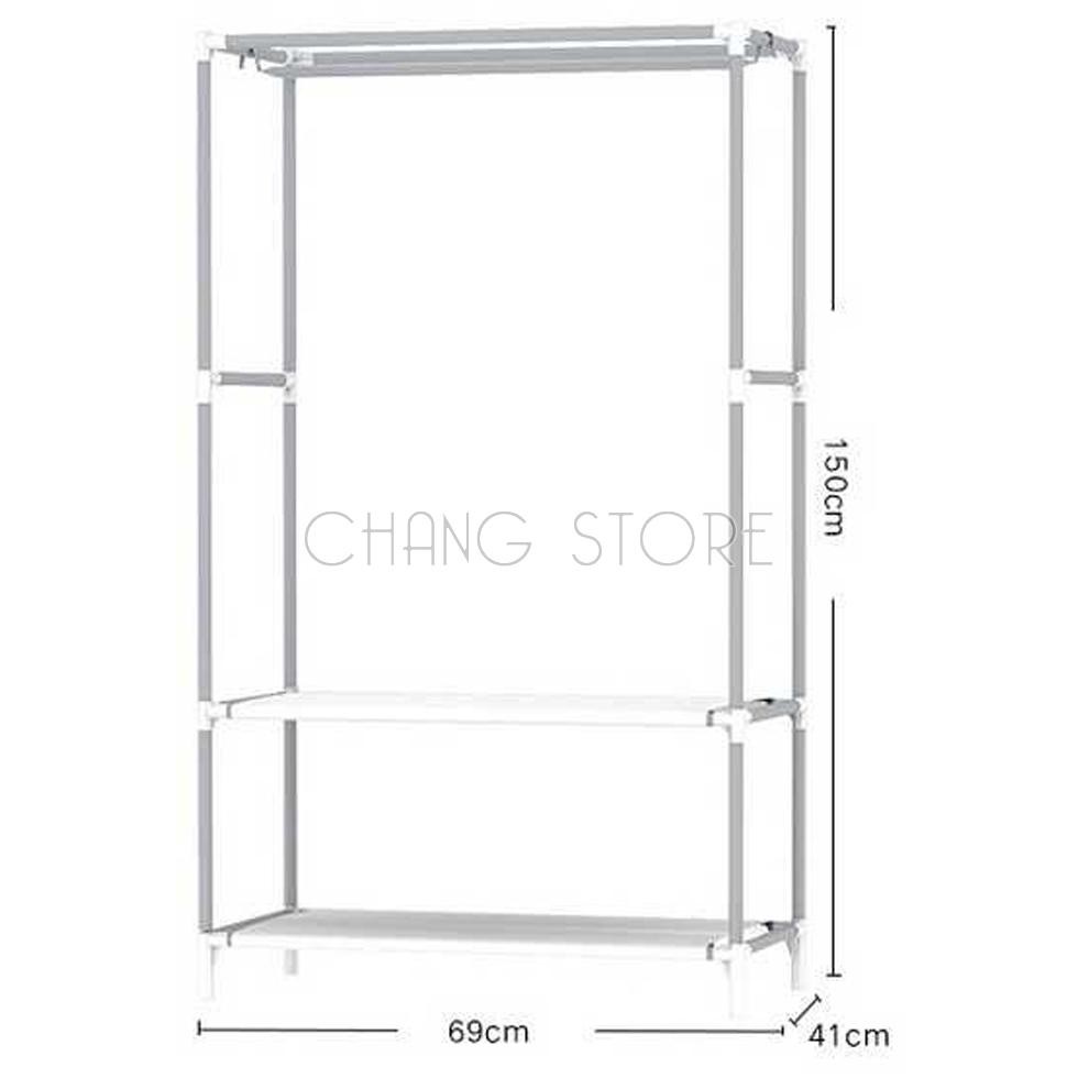  Tủ Vải Đựng Quần Áo 3D 1 Buồng 2 Ngăn Cao Cấp Khung Inox Nhỏ Gọn Tiện Dụng