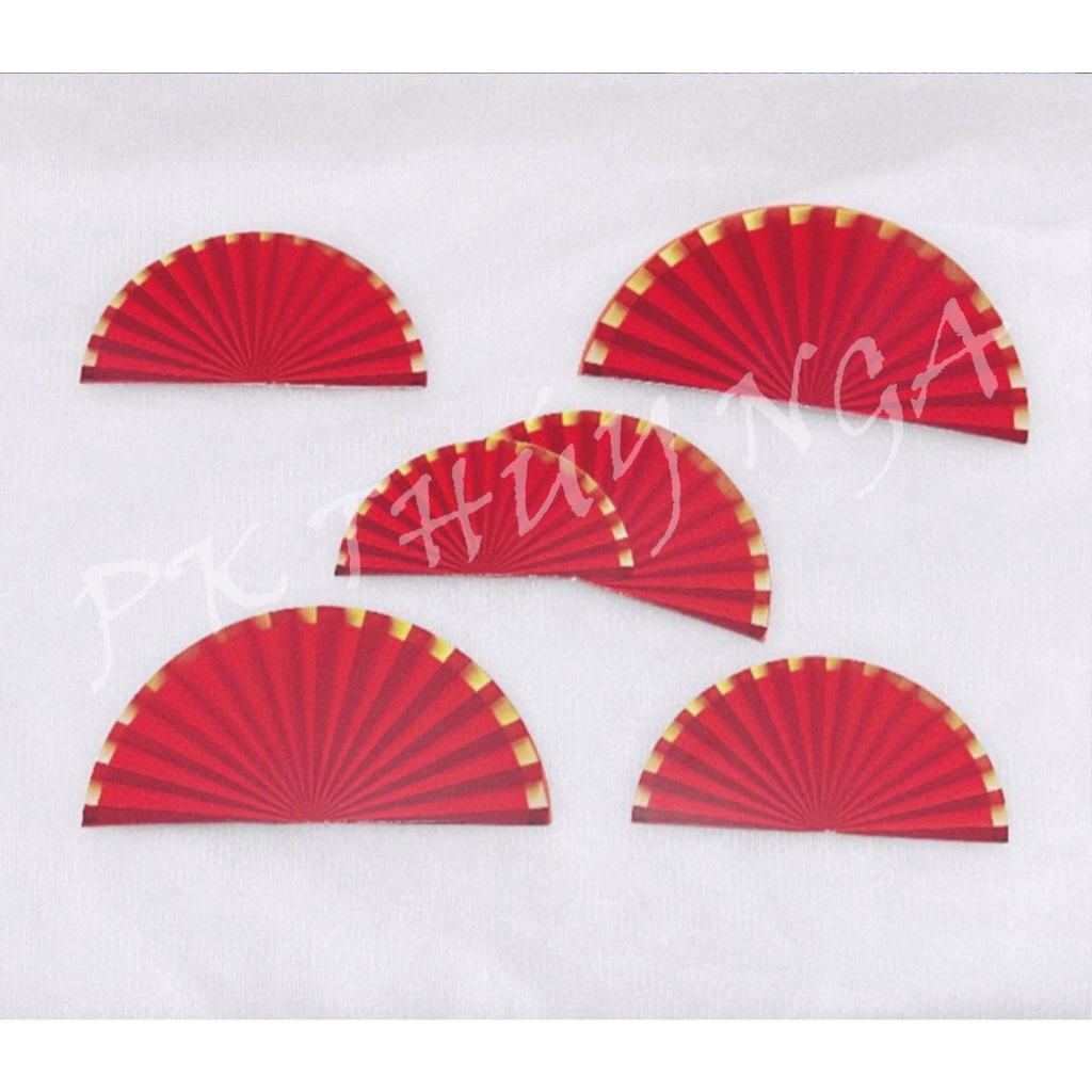 5 Set 10 quạt giấy đỏ-Q6538