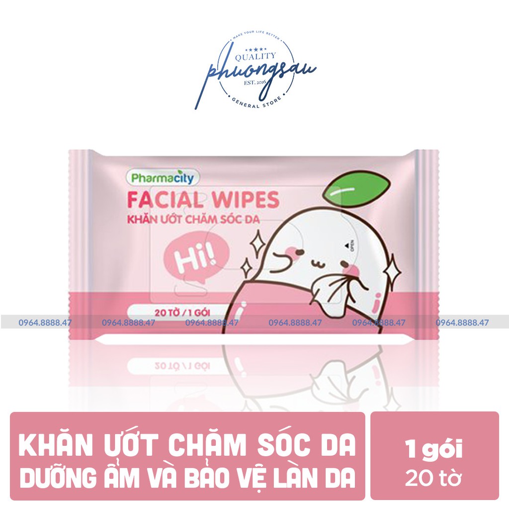Khăn ướt chăm sóc da Pharmacity (20 tờ/gói)