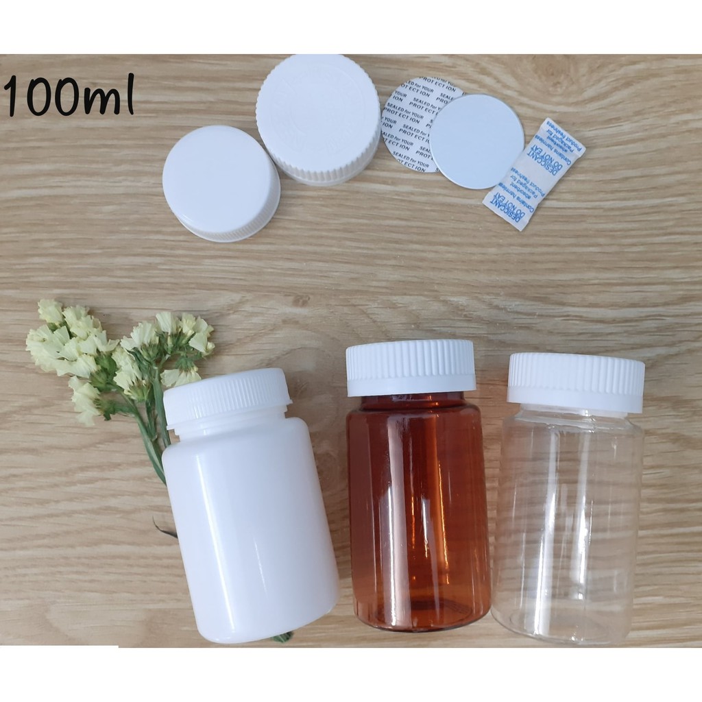 Chai lọ đựng viên nang, viên hoàn, viên nén 100ml, bán chai nhựa 100ml chất lượng tốt - an toàn đóng thuốc dược phẩm