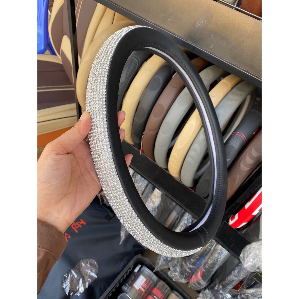 Bọc vô lăng đính đá- full đá viền vô lăng size 38cm