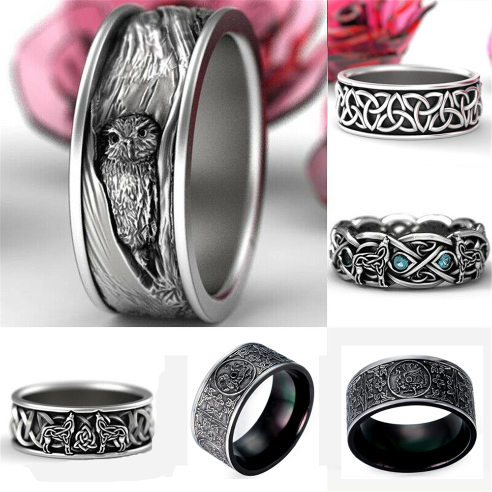 (Hàng Mới Về) Nhẫn Titan Họa Tiết Động Vật Phong Cách Cổ Điển Dành Cho Nam