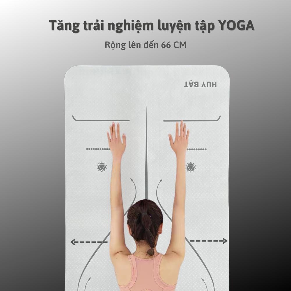Thảm Yoga Chống Trượt Huy Bạt Rộng 66cm Vân Định Tuyến Chất Liệu Tpe Nhẹ Bám Sàn Giảm Chấn Thương Khi Tập Luyện Yoga