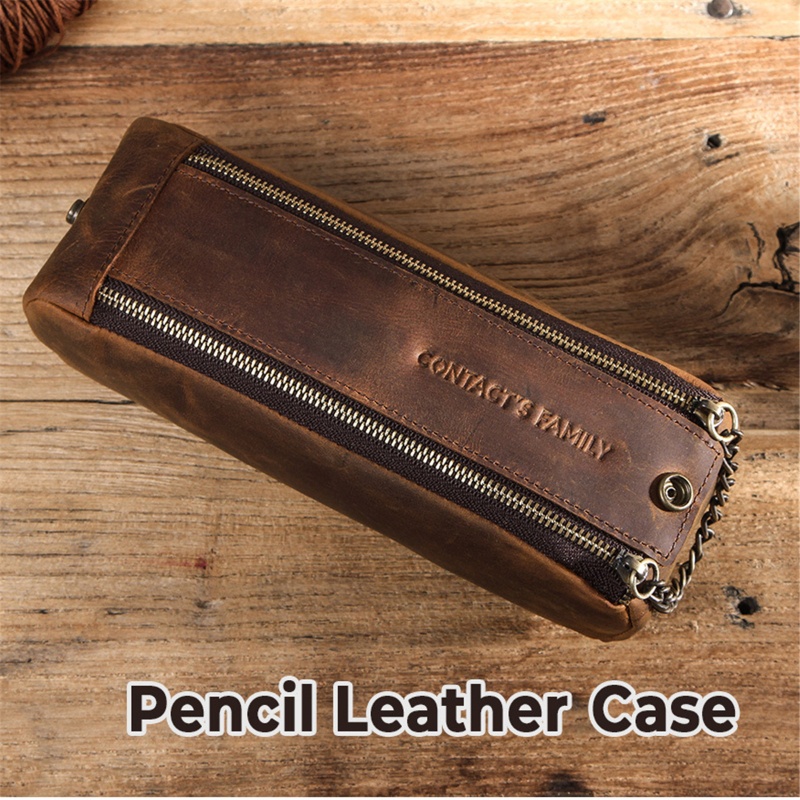 Túi Đựng Bút Bằng Da Phong Cách Retro Cho Học Sinh