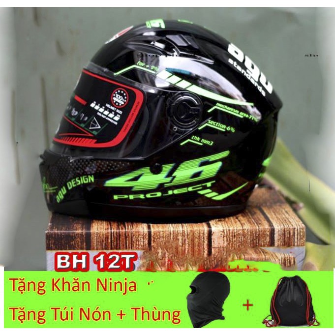 NÓN BẢO HIỂM AGU TEM PHẢN QUANG chính hãng 100%(Tặng Túi +Thùng+ Khăn Ninja)