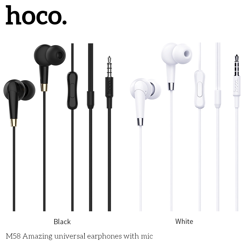 [Chính Hãng] Tai nghe nhét tai hoco. M58 jack 3.5mm dài 1.2m bằng TPE đàn hồi cao cấp - Đổi Trả Trong Vòng 7 Ngày