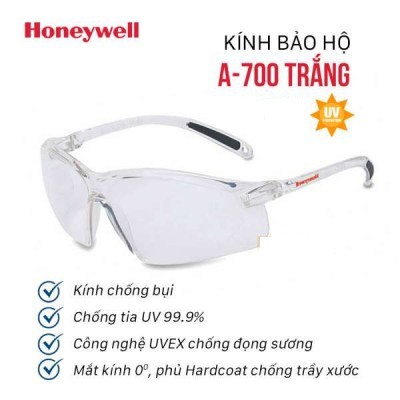 Kính bảo hộ đi đường chống bụi cao cấp HONEYWELL A700 màu trắng,đen - PHÁP