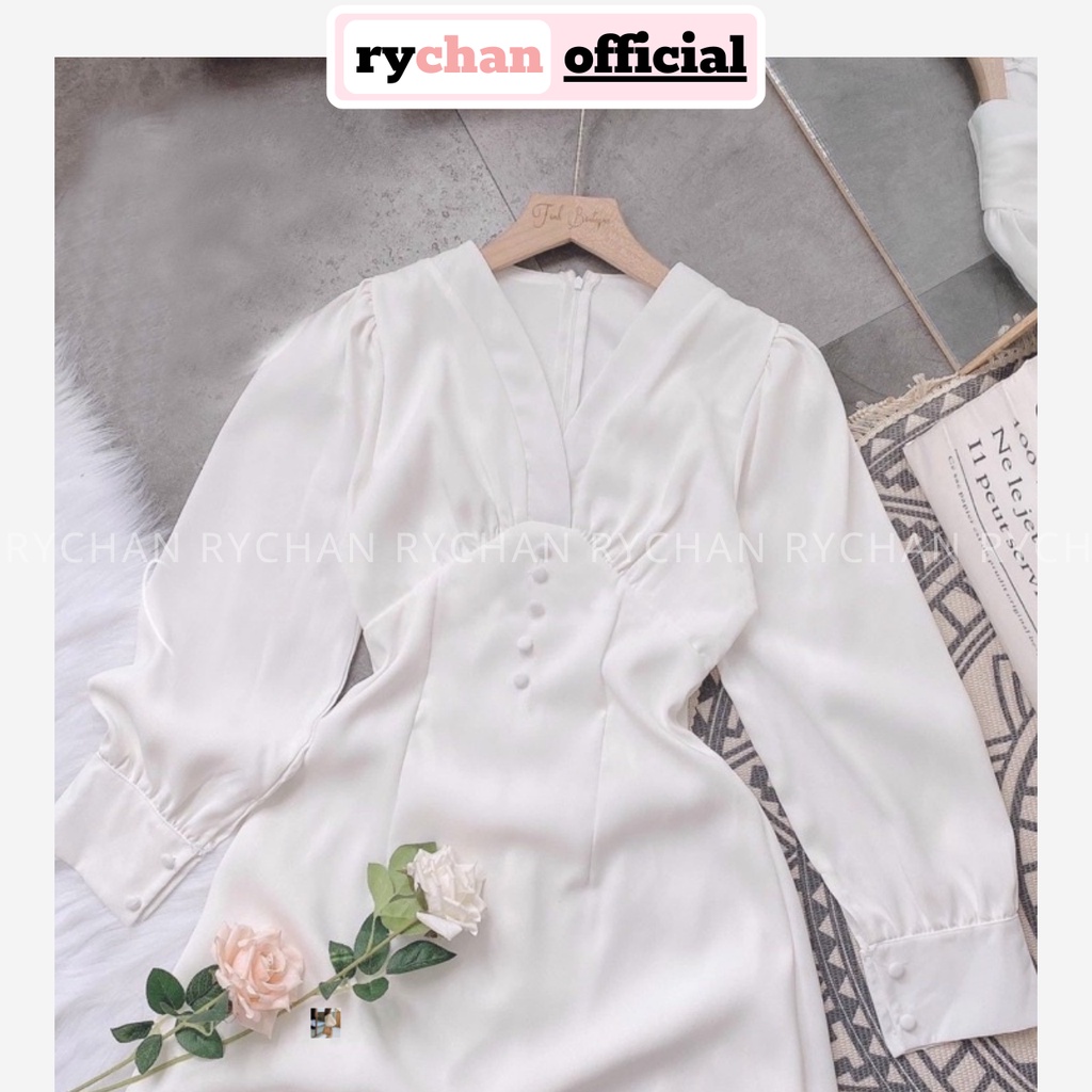 Đầm Trắng Cổ V Tiểu Thư Sang Trọng (Có Lót Trong) - DX8924