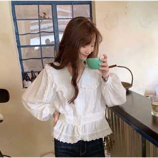 Áo sơ mi cổ bèo nhún