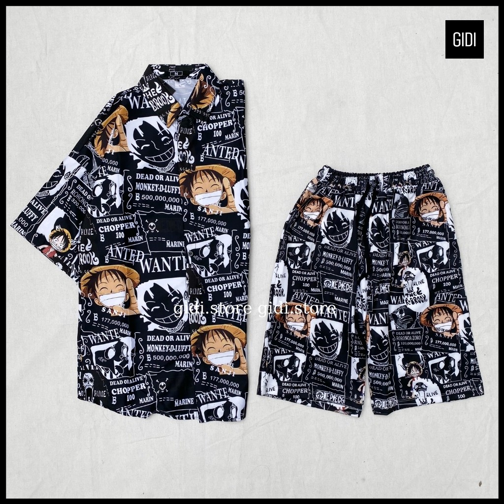 Áo Sơ mi hoạ tiết LUFFY tay lỡ Nam Nữ Unisex vải lụa ảnh thật, thoáng mát, không nhăn