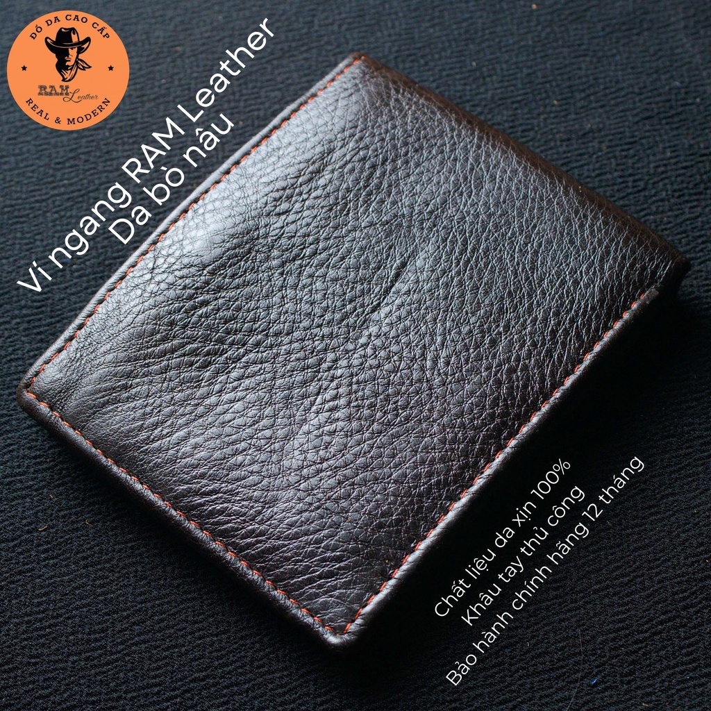 Ví nam da bò màu đen dáng ngang - RAM Leather
