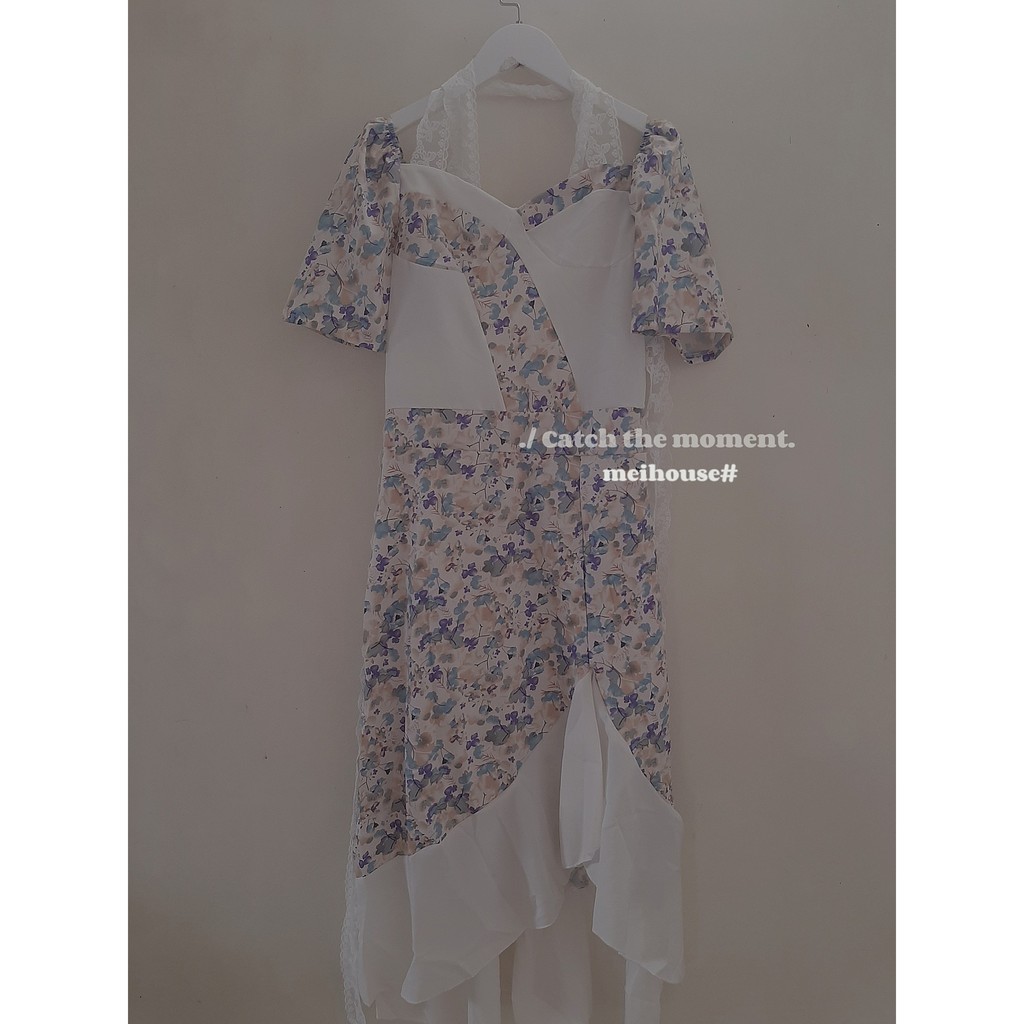 Đầm Dài Trễ Vai Họa Tiết Hoa Nhí Phong Cách Trẻ Trung Năng Động