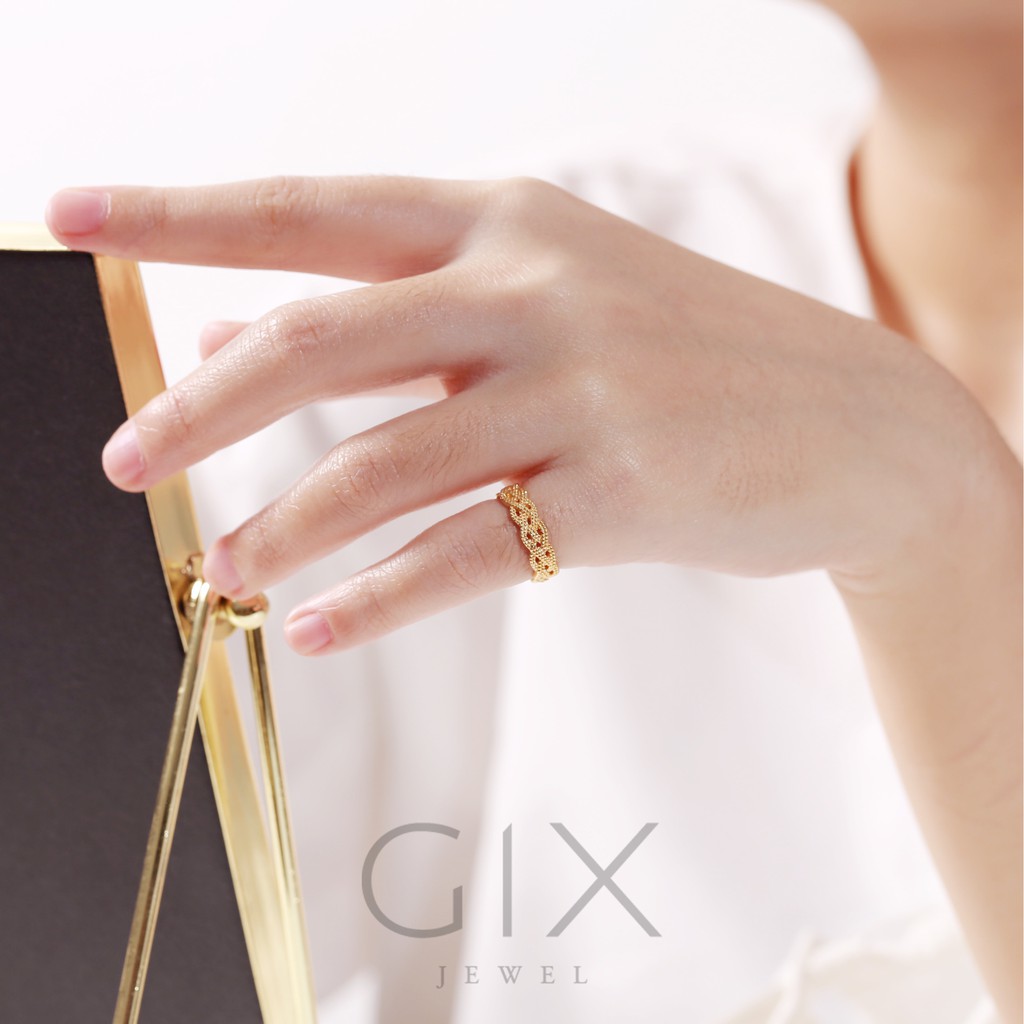 Nhẫn bạc nữ đơn giản đan hoa văn cao cấp Gix Jewel SPGN25