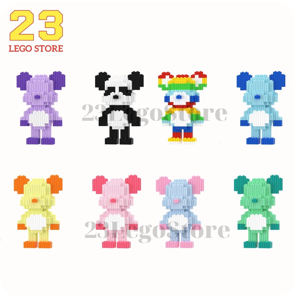 Bộ đồ chơi lắp ghép gấu BearBrick cỡ nhỏ mini 12cm