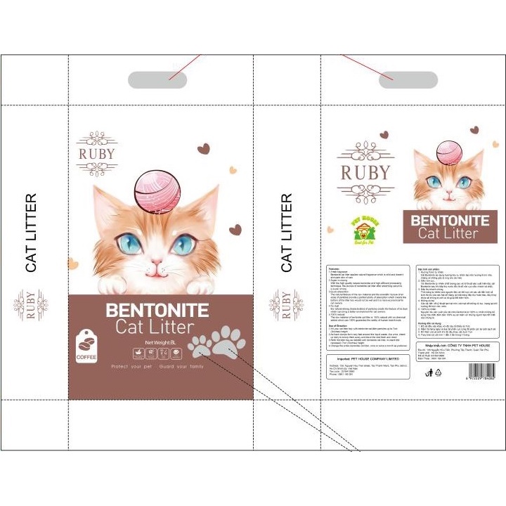 [8L=4kg] Cát đất sét Nhật Ruby - Cát Bentonite cho mèo