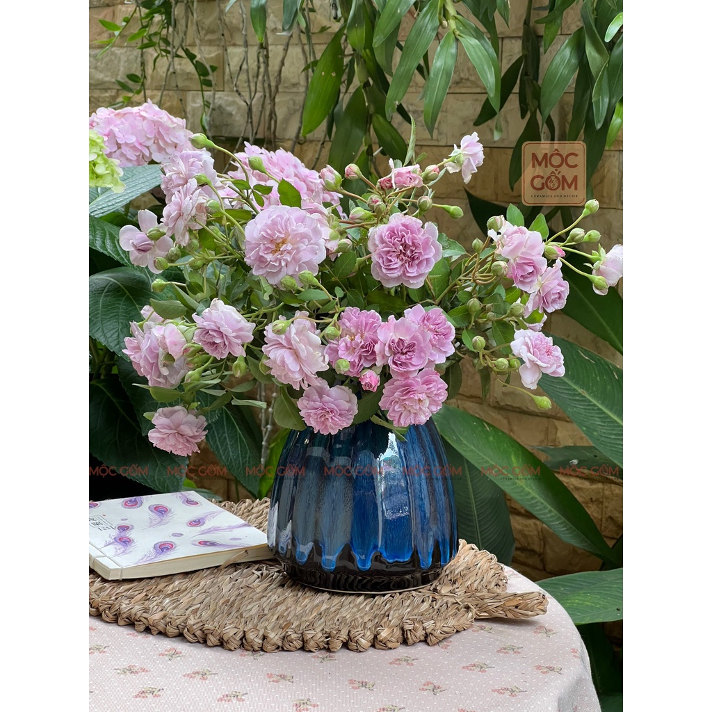 Bình gốm vỏ sò men hỏa biến cắm hoa trang trí phòng khách đẹp Bát Tràng - Mộc Gốm MG35