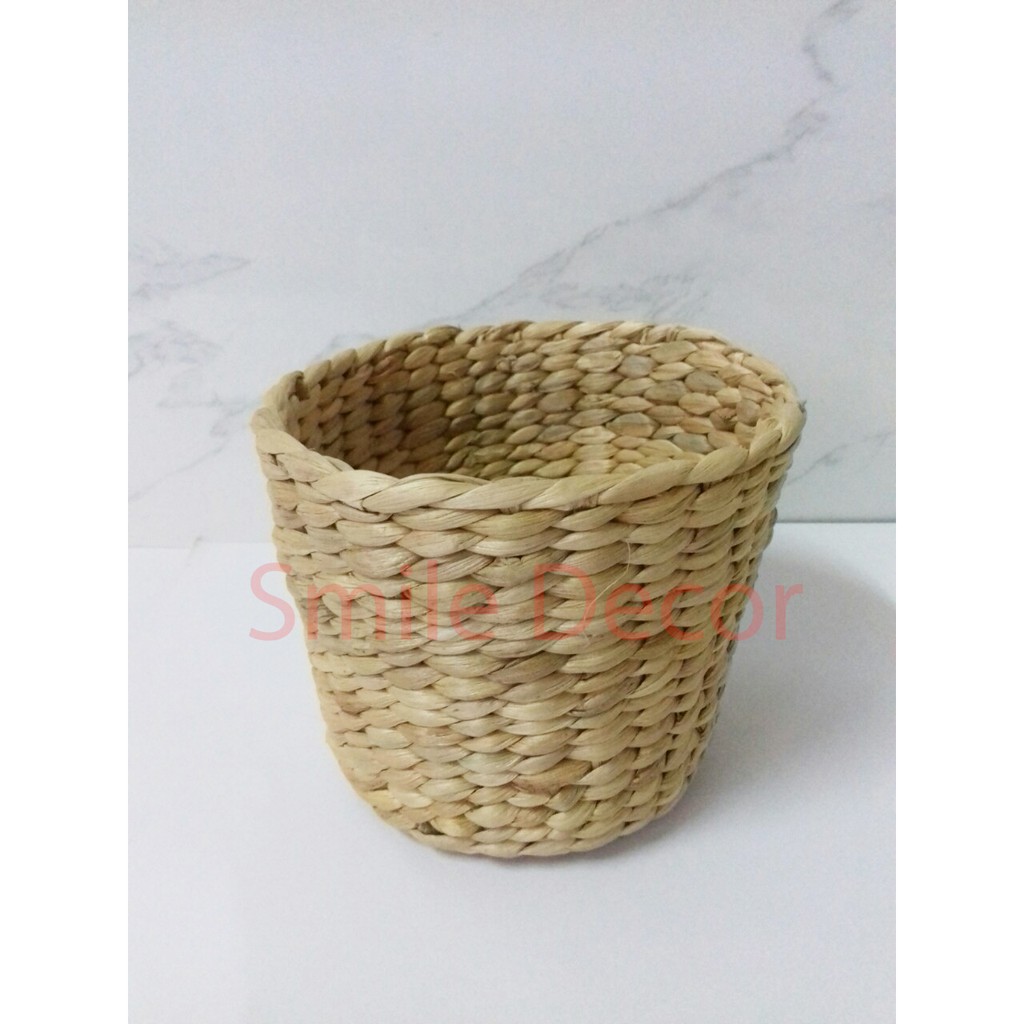 Giỏ lục bình tròn mini cắm hoa, đựng bút Smile Decor