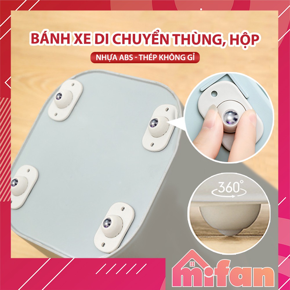 [Mã SKAMPUSH9 giảm 10% đơn 200K] Bộ 4 Bánh Xe Dán MIFAN Di Chuyển Thùng, Hộp - Xoay 360 Độ, Nhựa ABS Siêu Bền, Chịu Lực