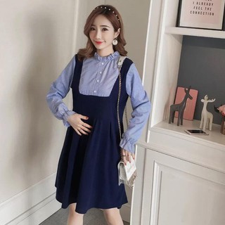 Váy bầu xanh than giả yếm