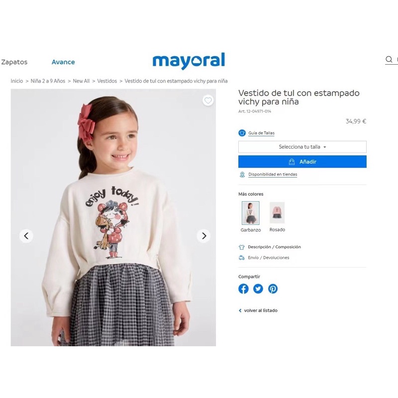 XD- Váy Mayoral phối chân voan size 2y-9y