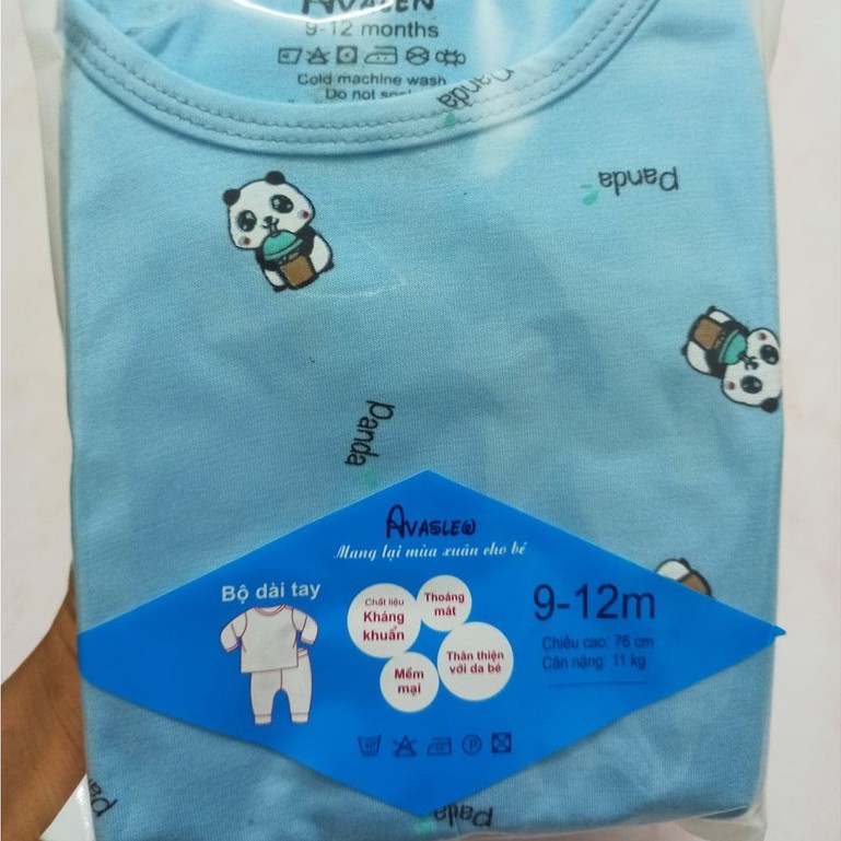 Đồ Bộ Sơ Sinh, Bộ Thun Lạnh Dài Tay Avalen Cạp Cao Cho Bé Từ 5 - 15kg KIDS21009